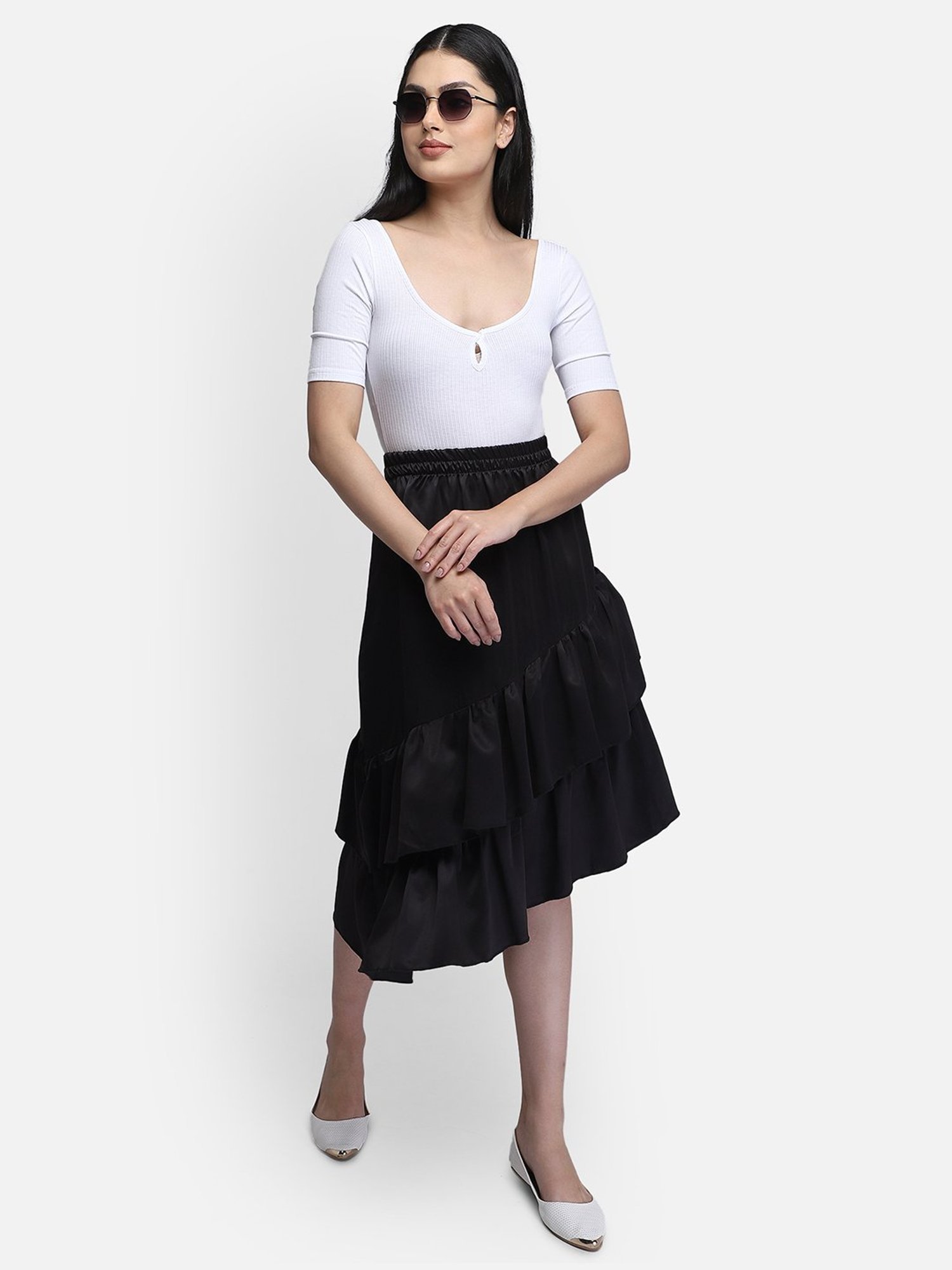 Smarty Pants Black Below Knee Skirt