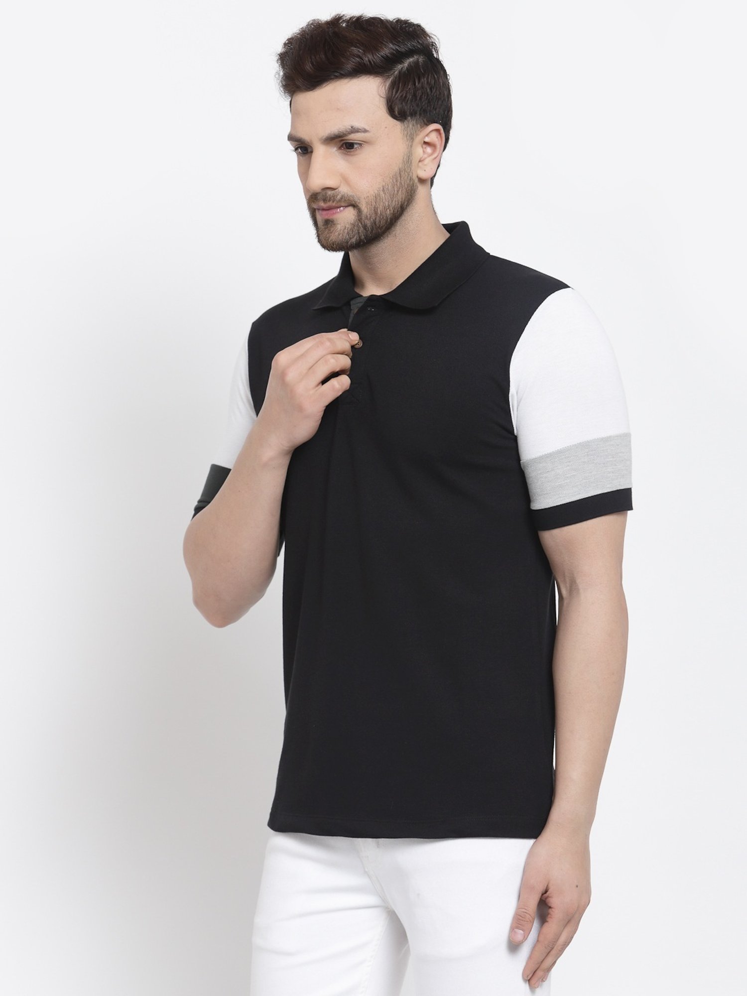 Kalt Multicolor Cotton Regular Fit Colour Block Polo T-Shirt