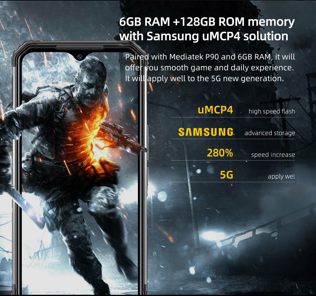 DOOGEE S95 Super Rugged Smartphones Unlocked  Helio P90 48MP Triple Rear Camera 6GB RAM+128GB ROM 5150mAh IP68 Waterproof Dropproof Dust Proof 6.3" FHD+ NFC Phone