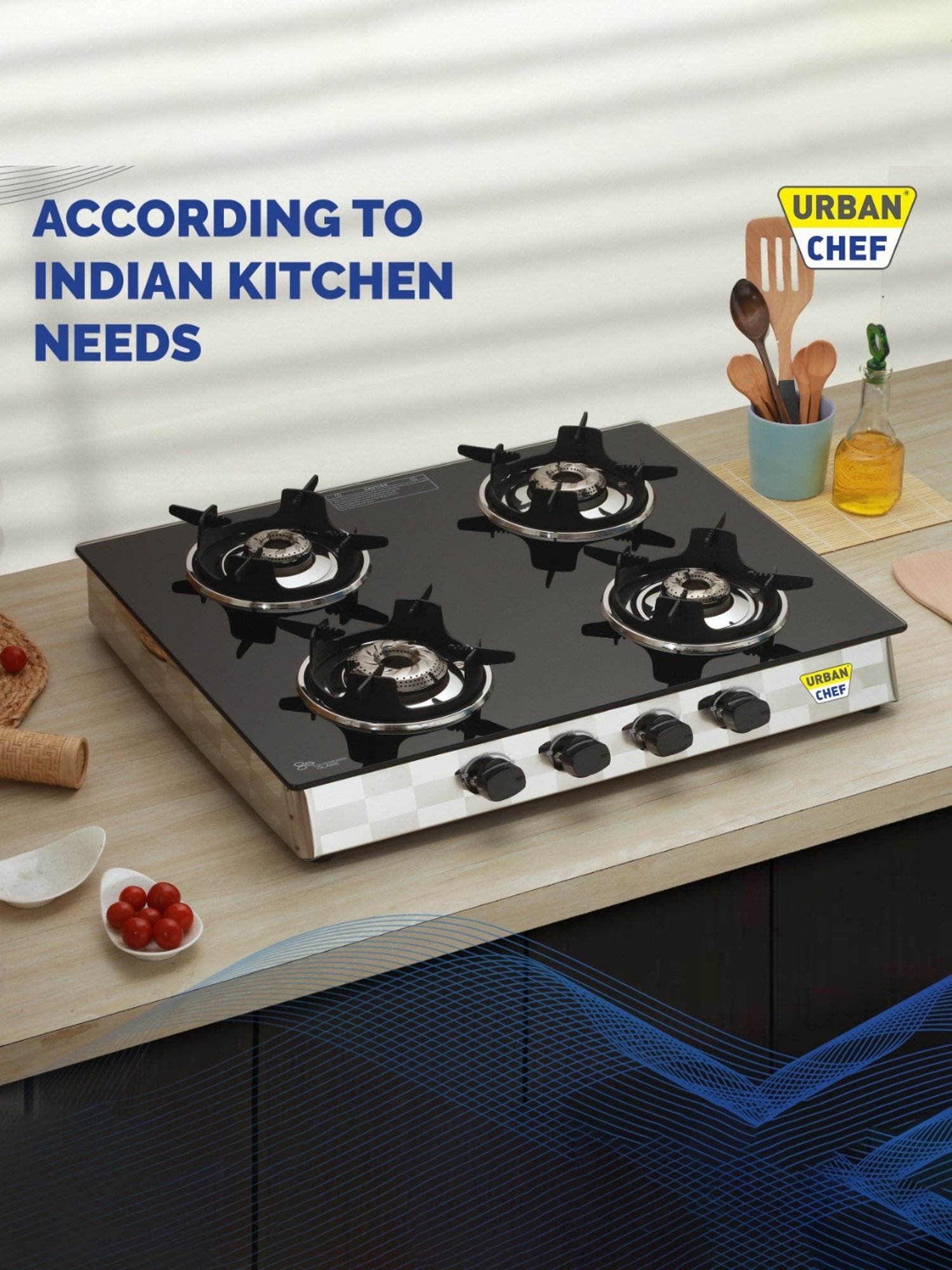 Urban Chef Gas Stove with 4 burners ( Black )