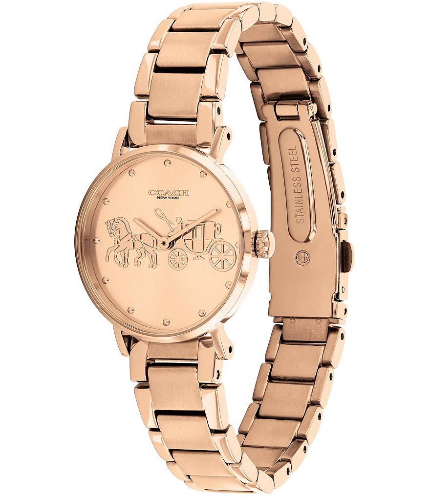 COACH Perry Rosegold Tone Horse & Carriage Logo Dial Bracelet Watch
