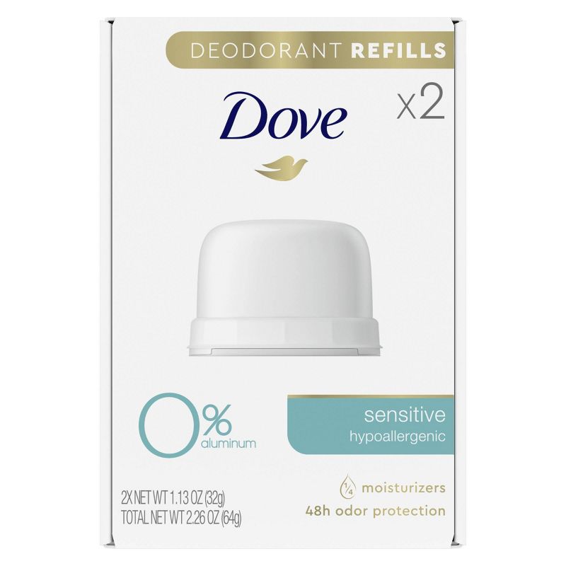 Dove Beauty 0% Aluminum Sensitive Skin Deodorant Refills - 1.13oz/2pk