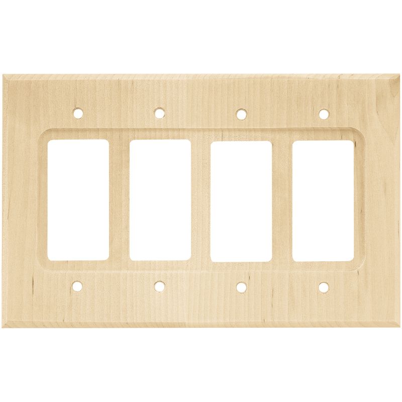 Franklin Brass Square Quad Decorator Wall Plate Unfinished Wood Brown