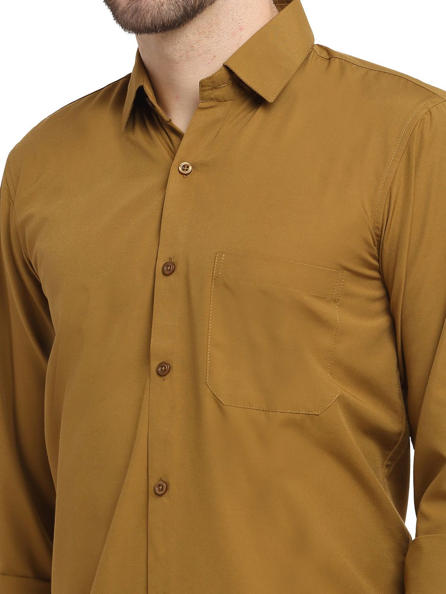 Jainish Mustard Cotton Slim Fit Shirt