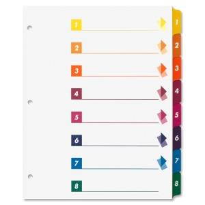 Index Dividers W/Table Of Contents, 1-8, 8 Tab, 24/ST,Multi