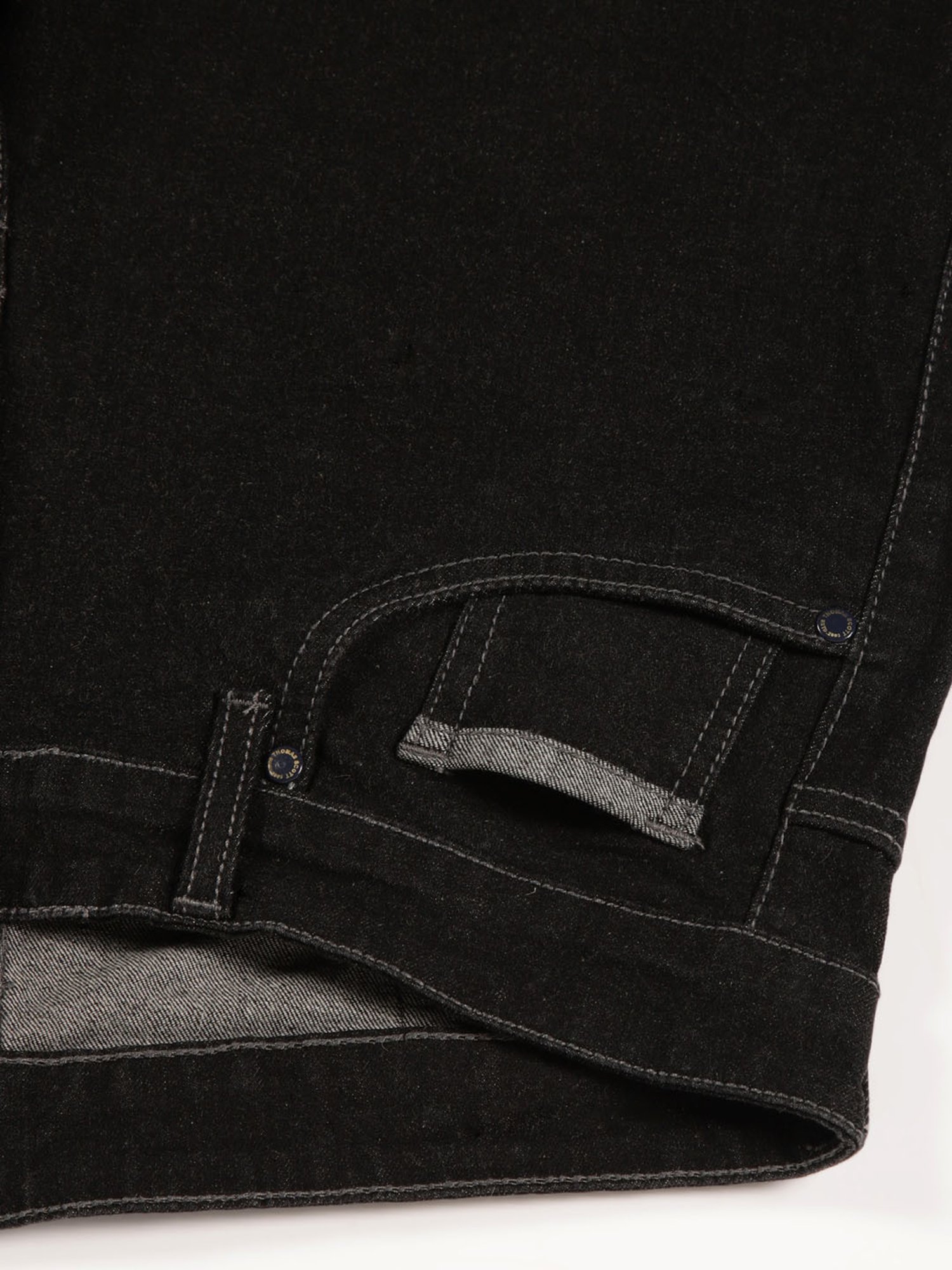 Thomas Scott Black Cotton Slim Tapered Solid Jeans