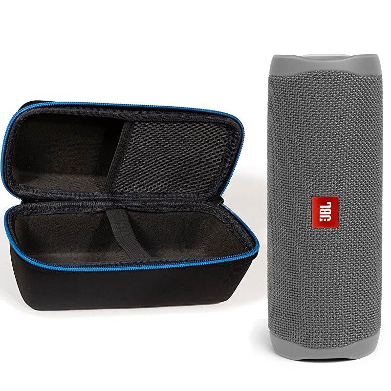 Flip 5 Waterproof Portable Wireless Bluetooth Speaker Bundle with divvi Protective Hardshell Case Gray