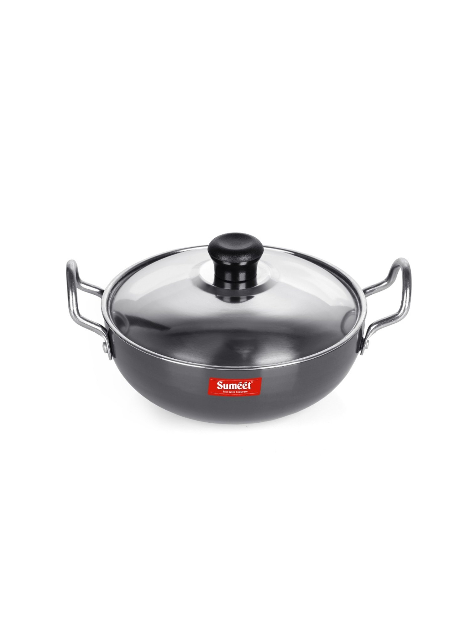 Sumeet 3mm Hardanodised Deep kadhai with S.S. Lid. No. - 9  16cm Dia. 0.5 Ltr Capacity