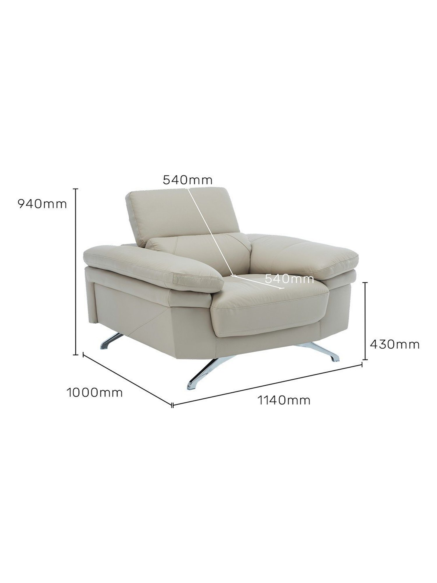 Durian Philly Mushroom Beige Leather 1 Seater Sofa