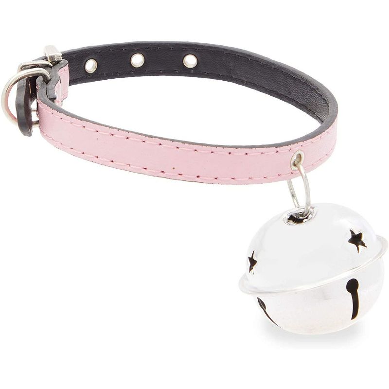 Okuna Outpost 2 Pack Adjustable Cat Collars with Bells, Pink and Yellow PU Leather (12.8 x 0.35 in)