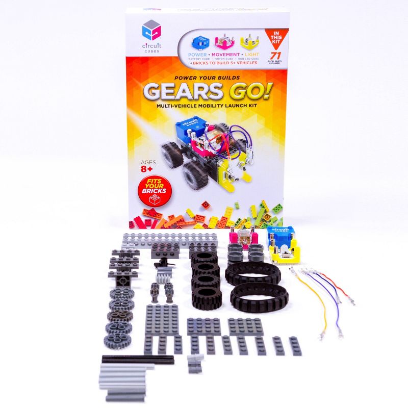Circuit Cubes Gears GO! Multi-Vehicle Mobility Launch Kit - Engineering STEM Kit for Children and Adults