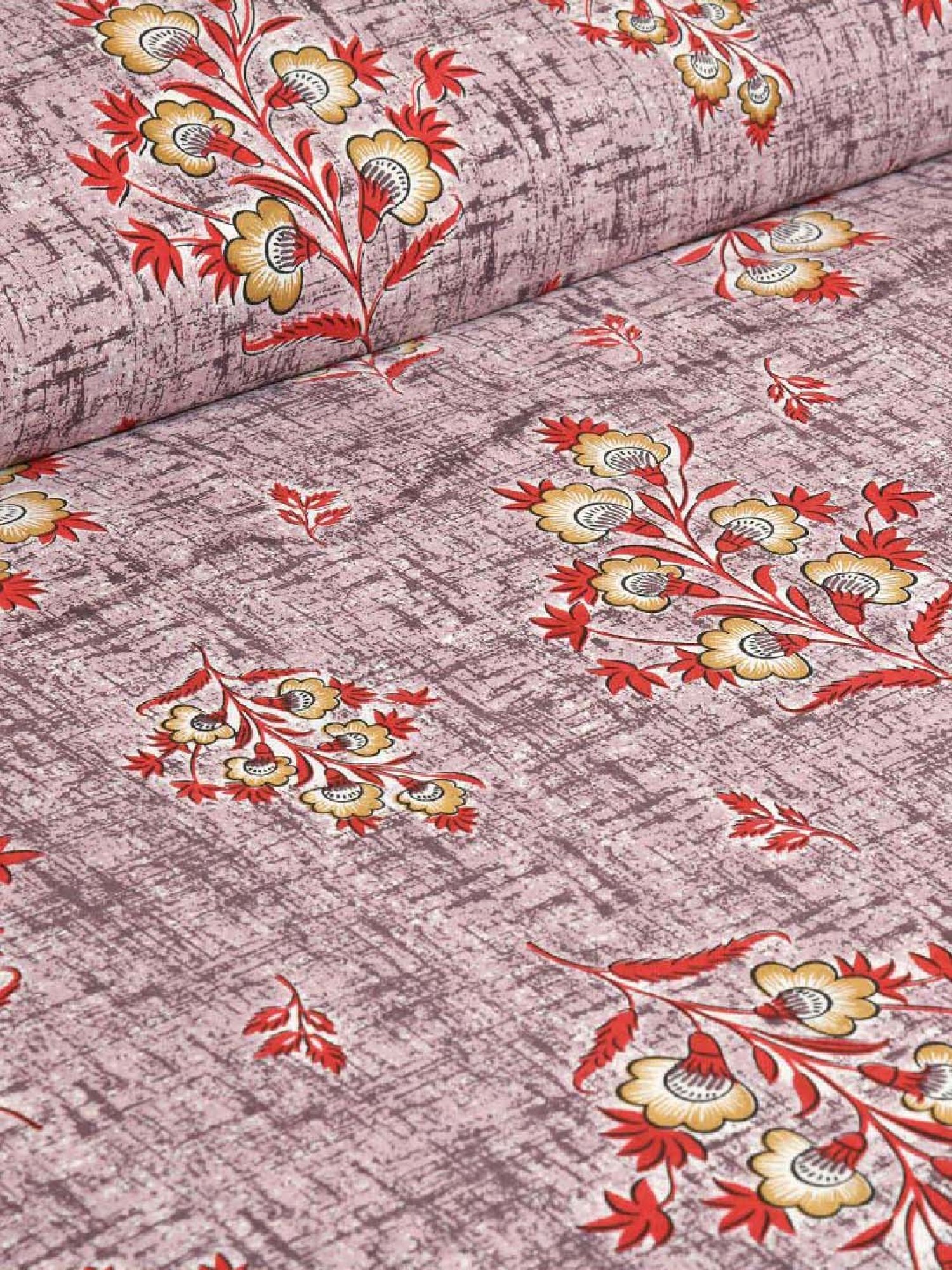 JaipurFabric Redish 180 TC 100% Cotton Floral Double Bedsheet with 2 Pillow Covers