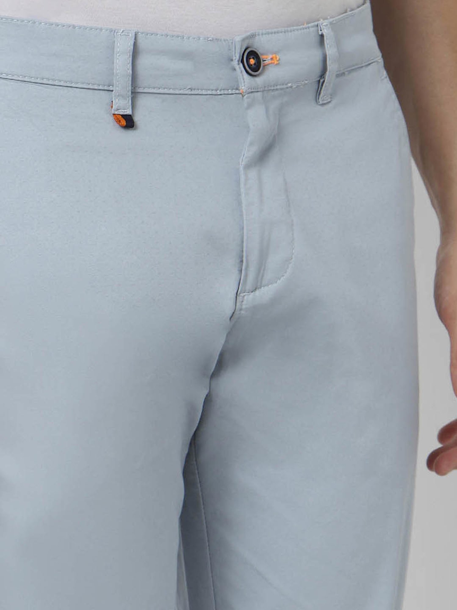 Peter England Casuals Light Blue Regular Fit Trousers