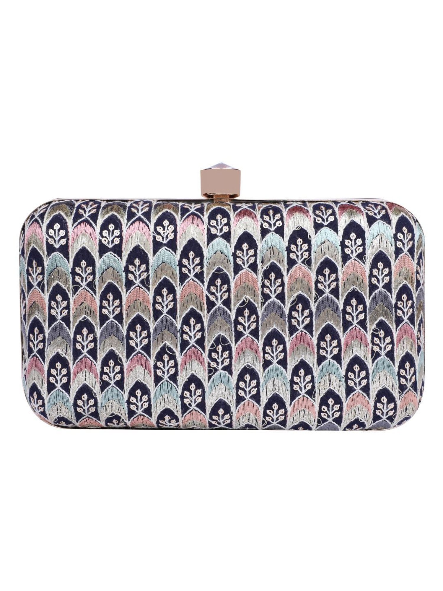 Horra Dark Blue Embellished Clutch