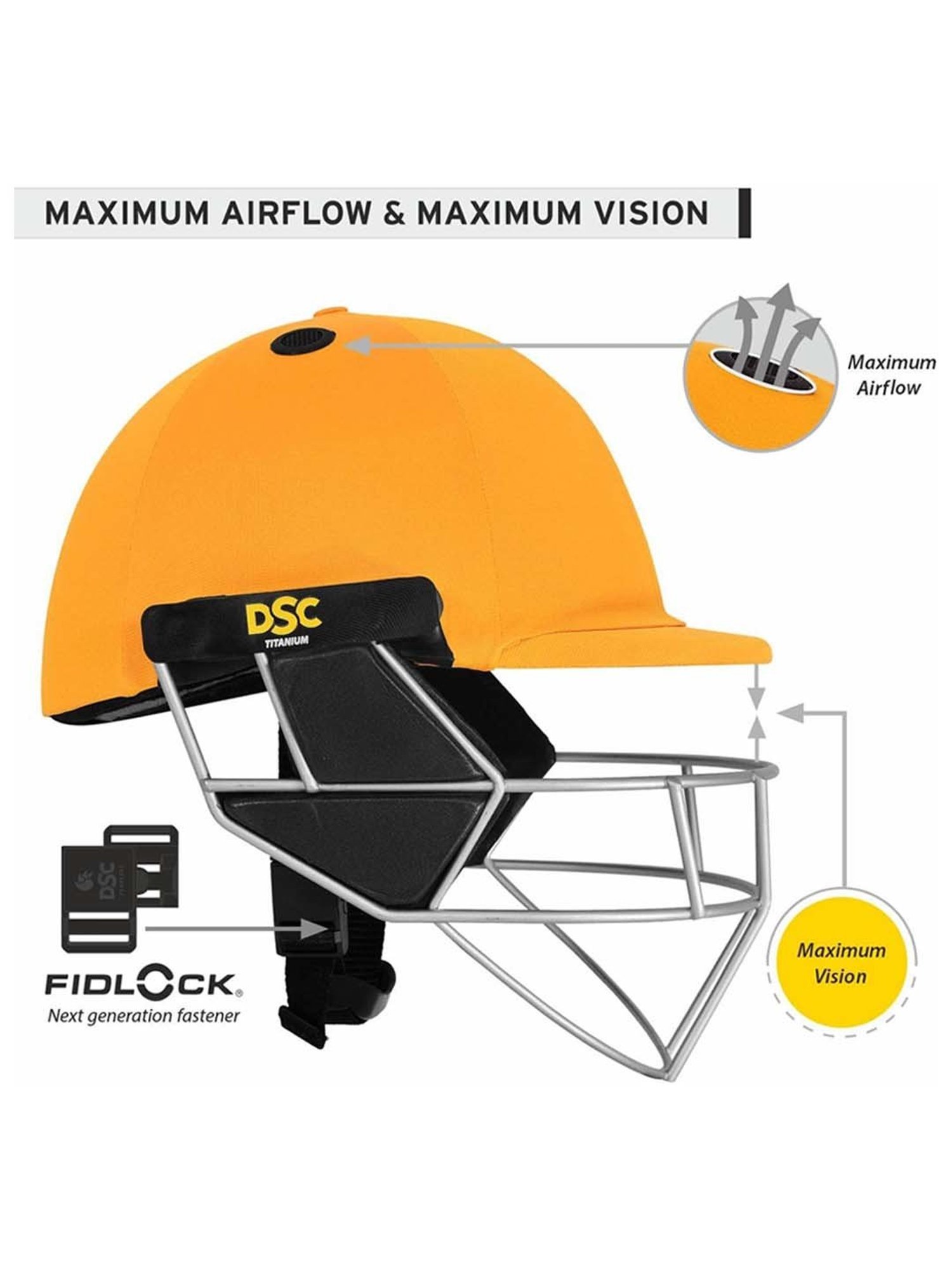 DSC Scud LITE Titanium Premium Cricket Helmet with Neck Guard Size - L