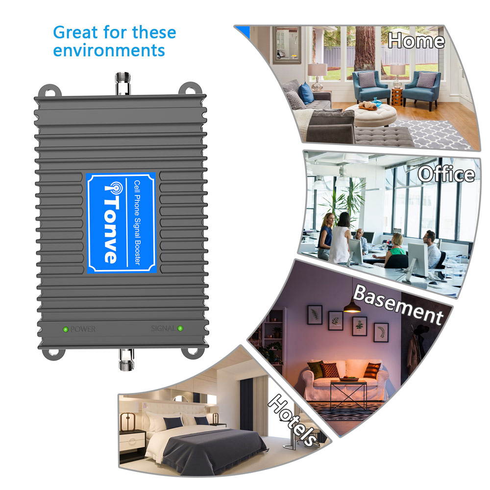 Cell Phone Signal Booster for AT&T T-Mobile 700MHz 4G LTE Band 12/17 Mobile Signal Repeater Amplifier Antenna Kits for Home and Office Improve 4G LTE Data Rates, Supports Volte