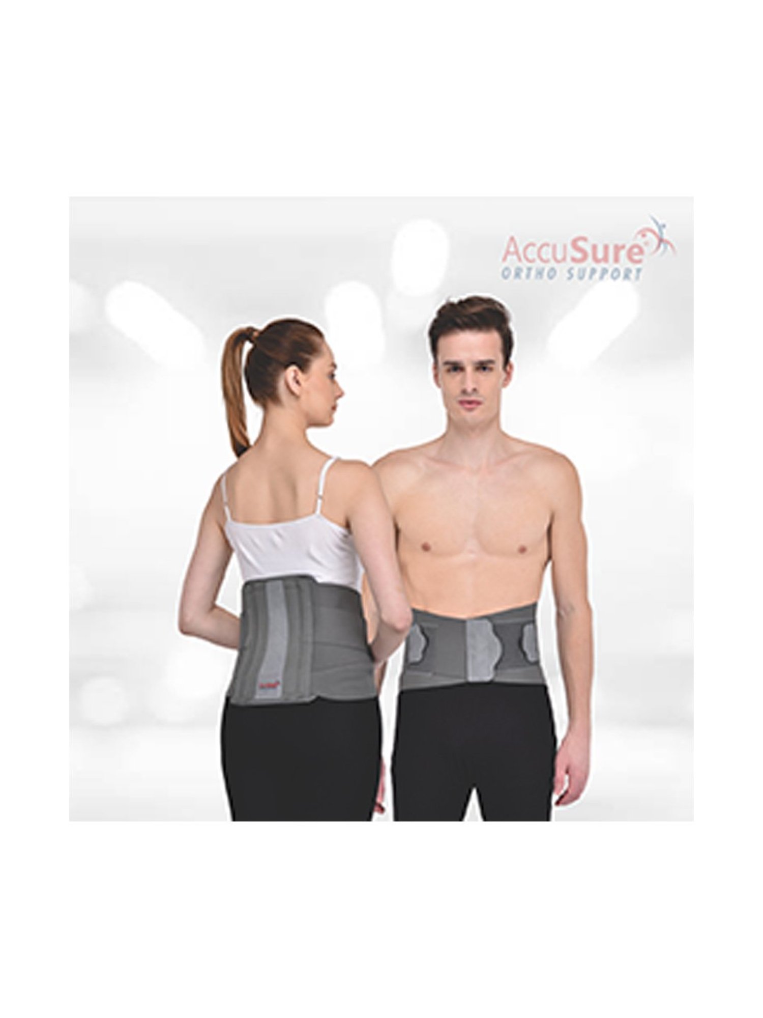 AccuSure Contoured LS Support Belt For Lower Back Brace Support, Posture Corrector - Size-L