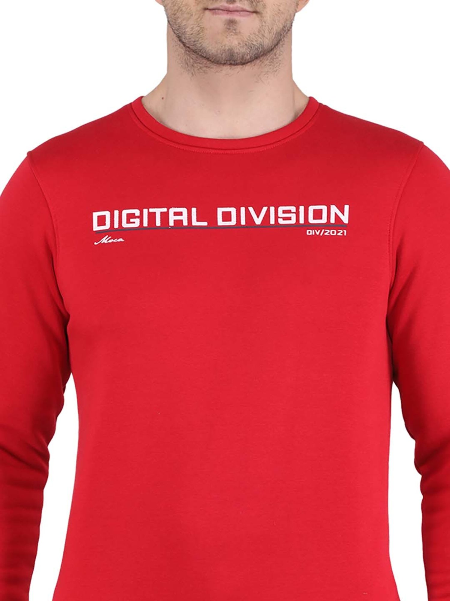 MOCA by Monte Carlo Red Regular Fit Printed Sweatshirt