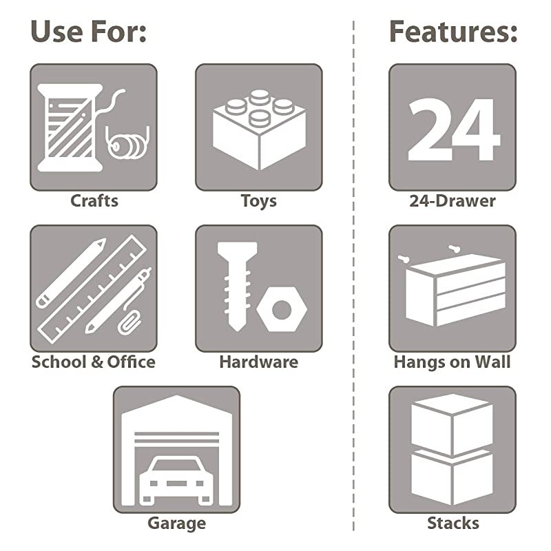 24 Drawer 10124 Plastic Parts Storage Hardware and Craft Cabinet 20Inch W x 6Inch D x 16Inch H Black 1Pack