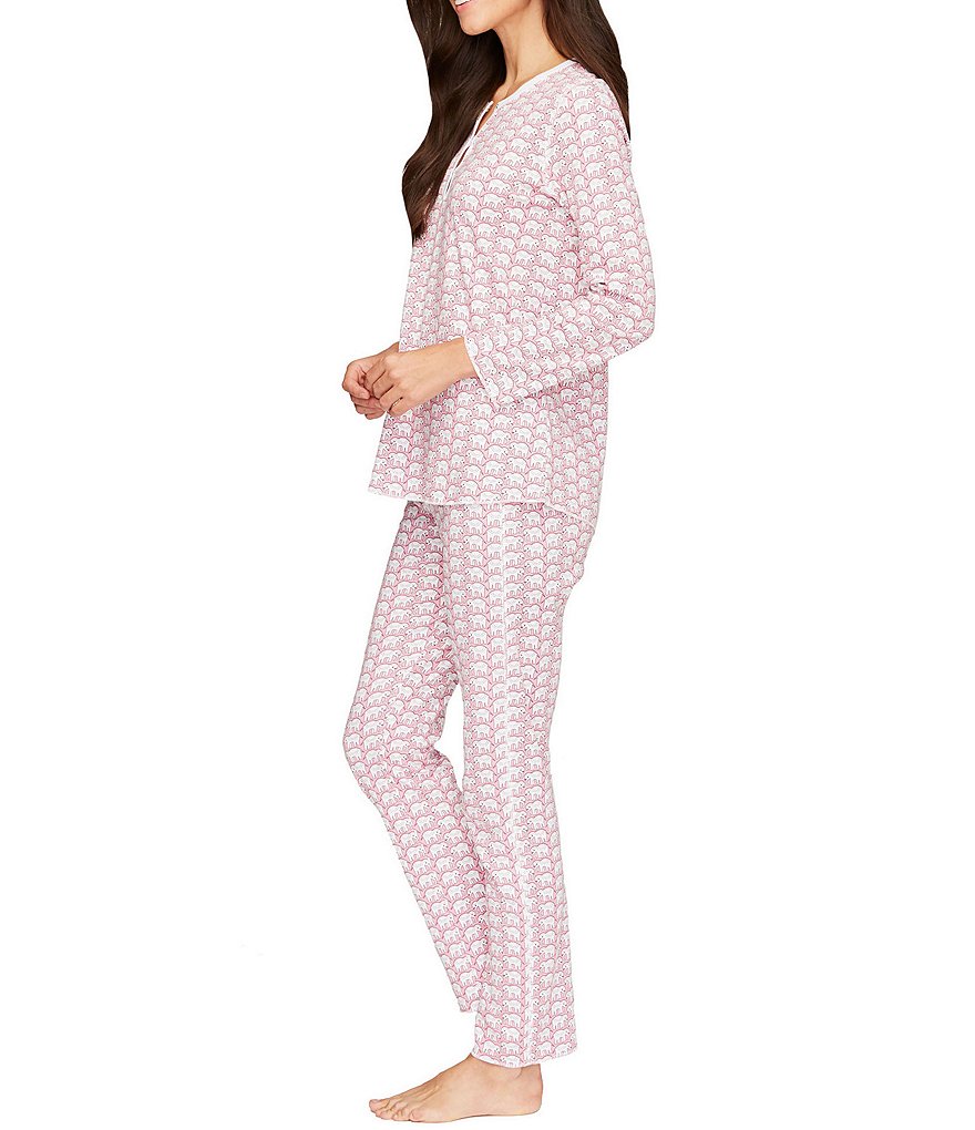 Roller Rabbit Knit Family Matching Elephant Print Henley Coordinating Pajama Set