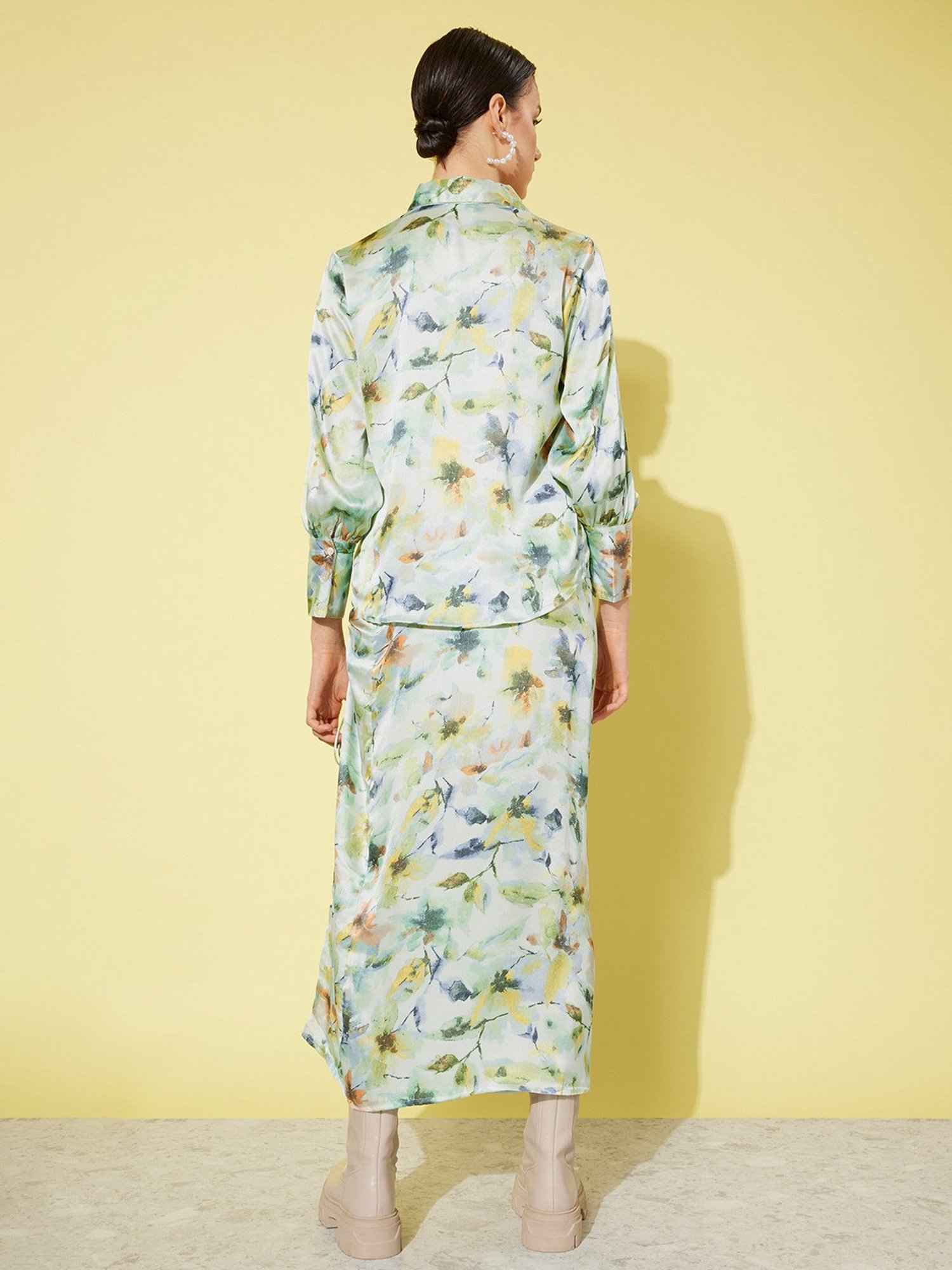 Anvi Be Yourself Green Floral Print Shirt