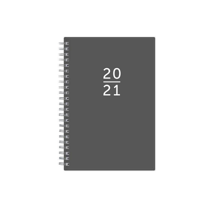 2021 Planner 5" x 8" Plastic Daily/Monthly Wirebound Charcoal - Blue Sky