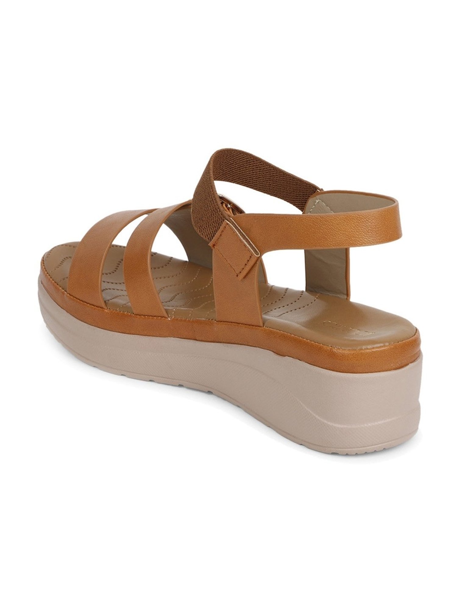 Iconics Women's Tan Ankle Strap Wedges