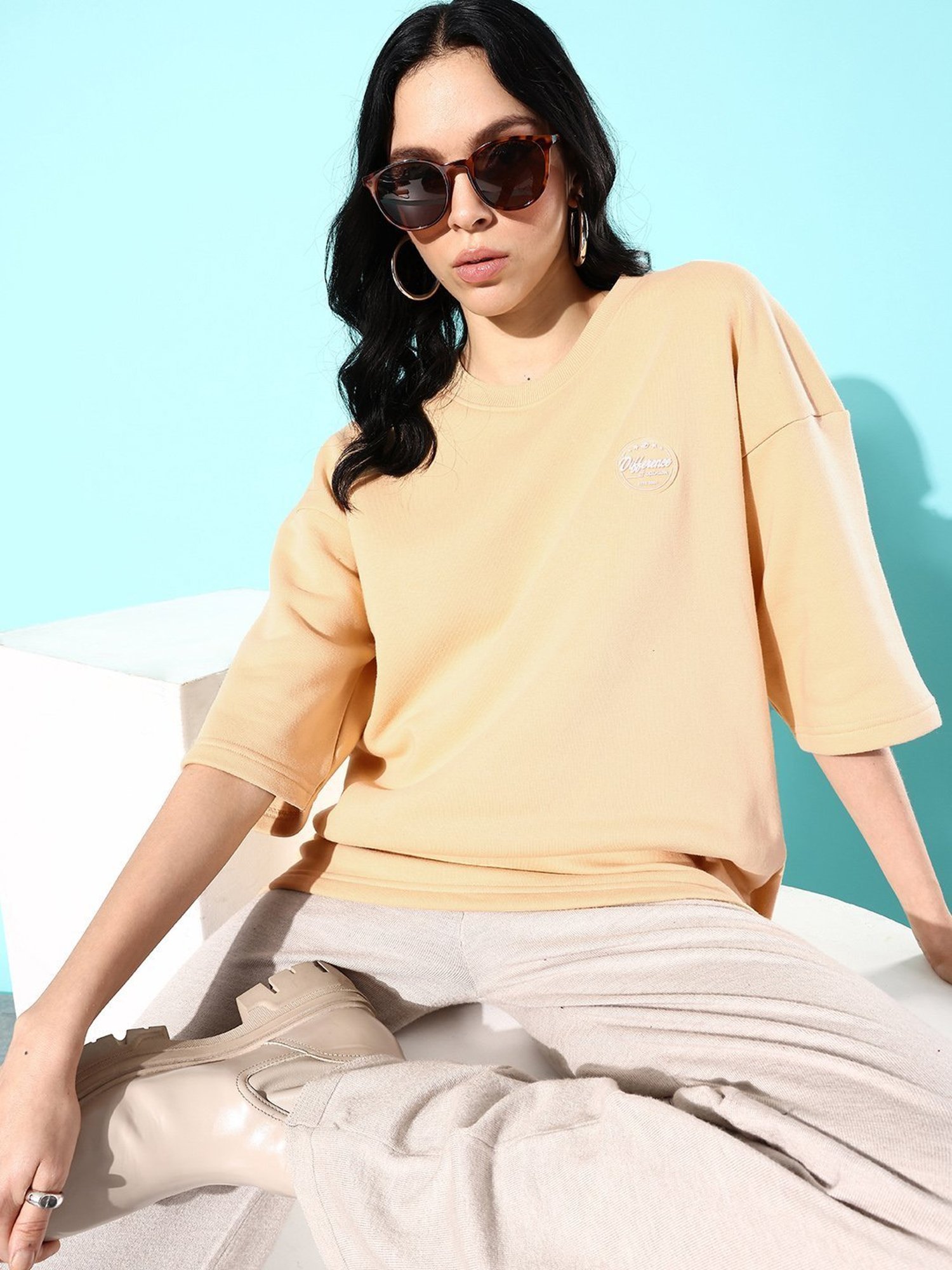 Difference of Opinion Beige Fleece Oversized Sweatshirt