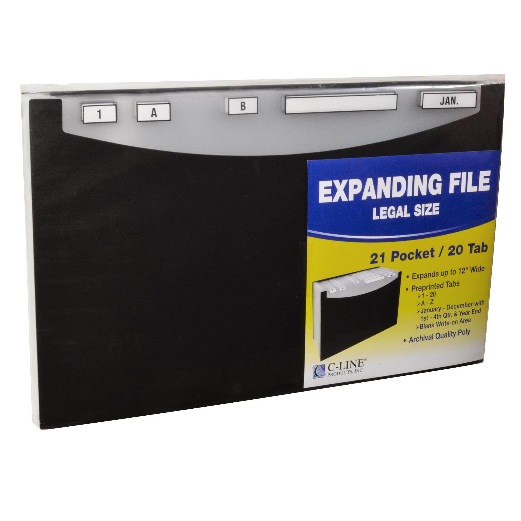 C-Line 21-Pocket Stand-Up Design Expanding File 12" Exp Legal 15 x 9 1/4 Black