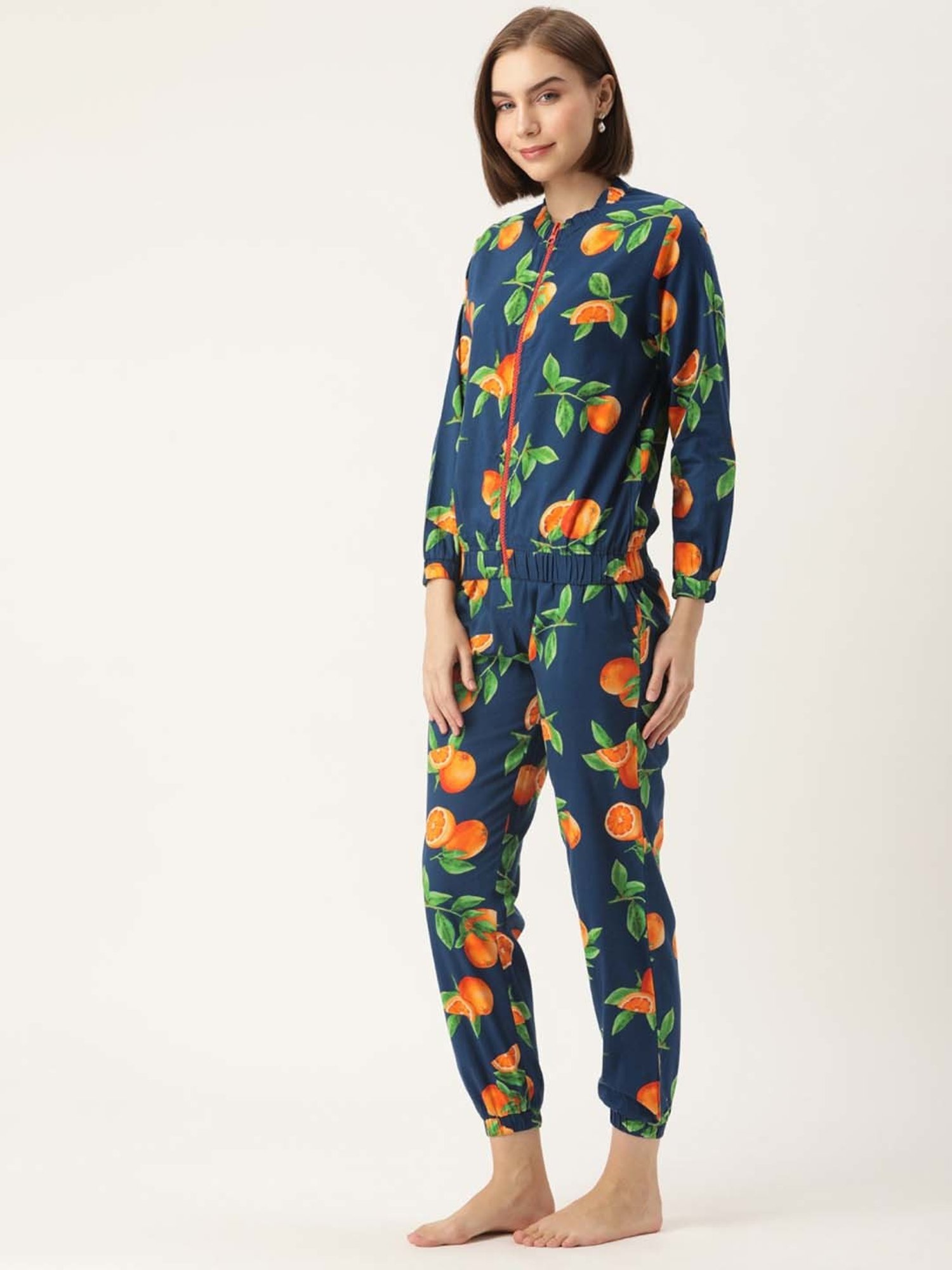 Clt.s Blue Cotton Printed Jacket Joggers Set