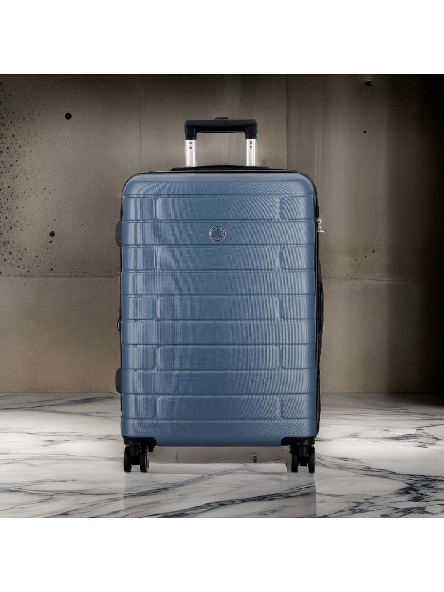 Jump Esco Blue 8 Wheels Medium Hard Cabin Trolley Bag