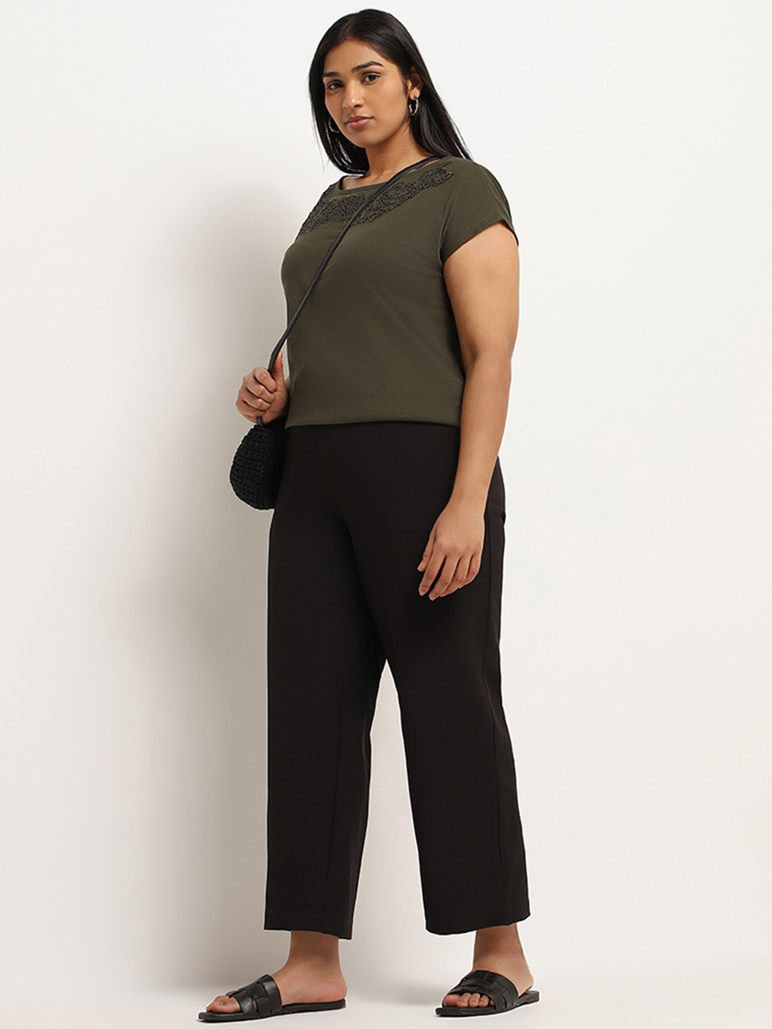 Gia by Westside Green Cord Embroidered Top