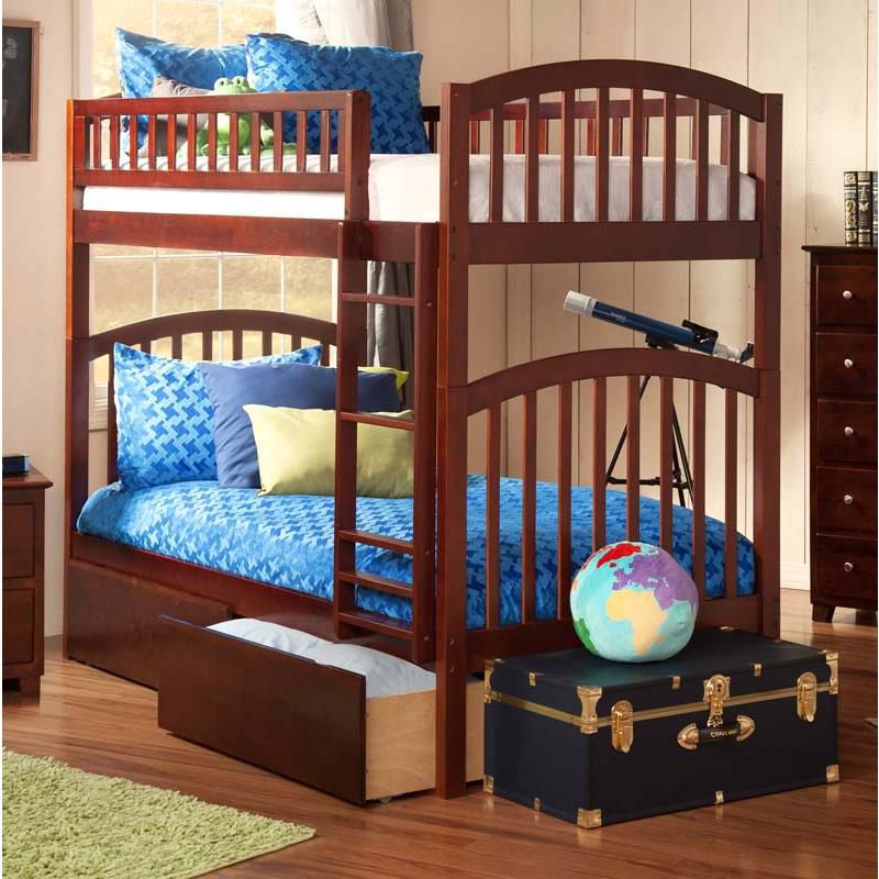 Richland Bunk  Twin over Twin w/ Raised Panel Trundle White - Atlantic Frame