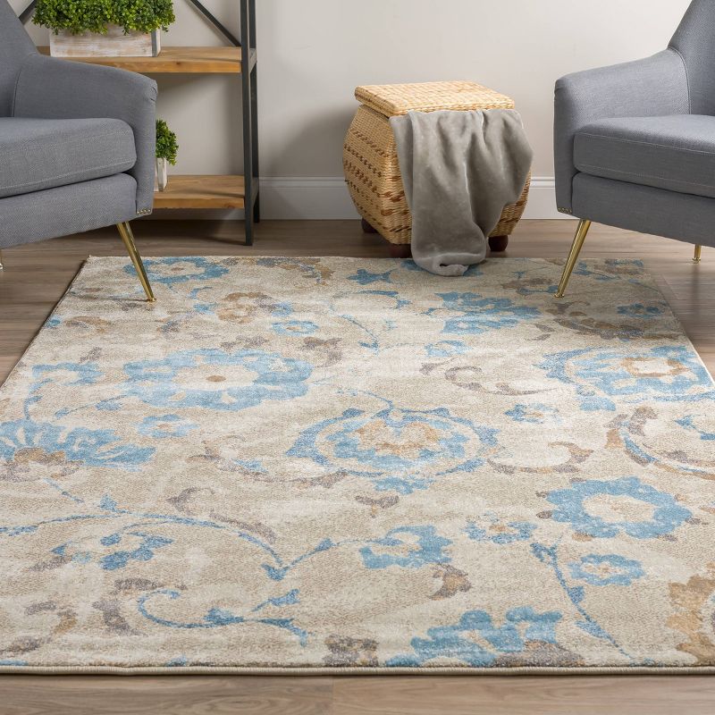 3'6"X5'6" Linen Floral Woven Accent Rug - Addison Rugs