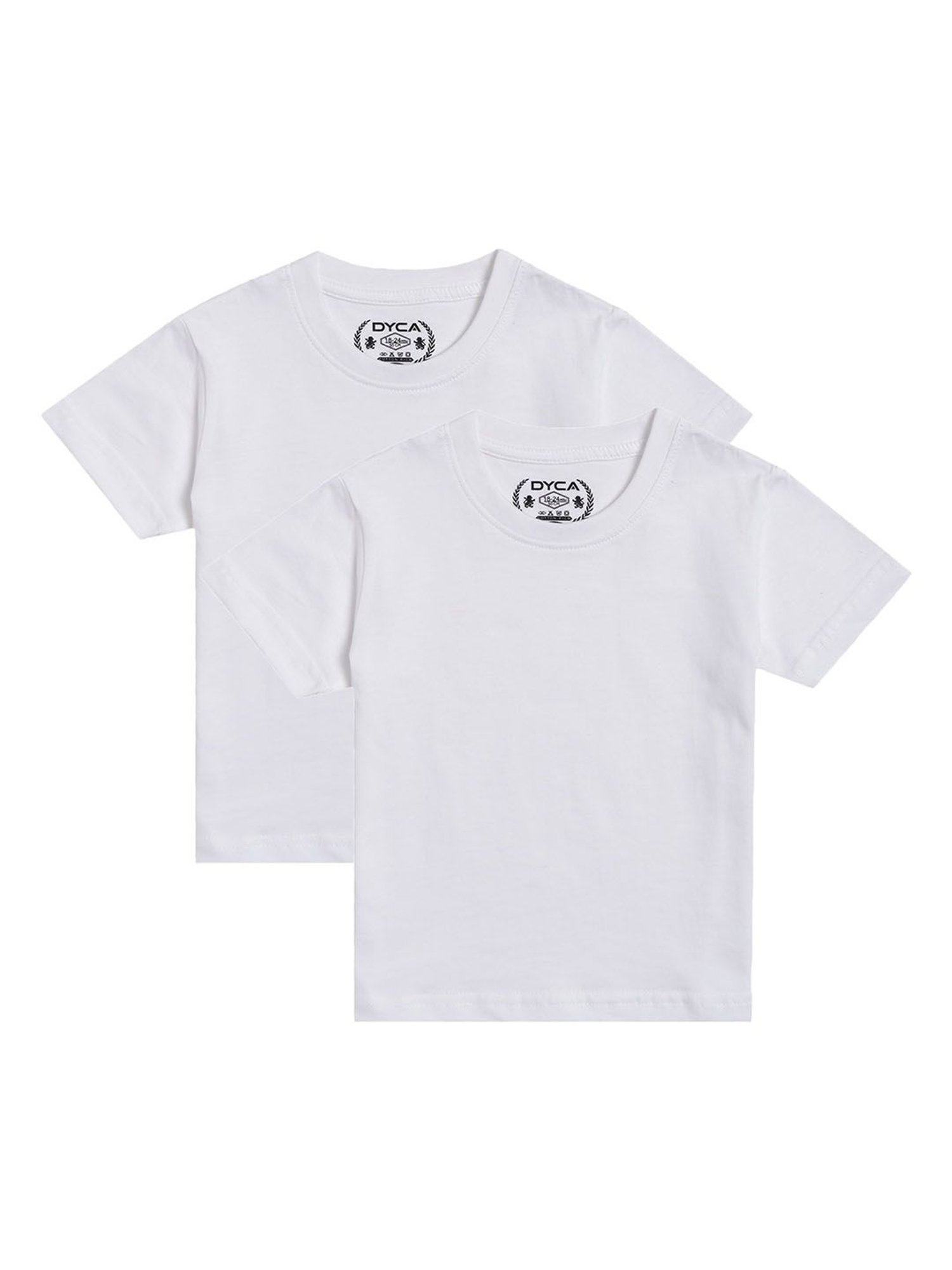 Dyca Kids White Solid T-Shirt (Pack Of 2)
