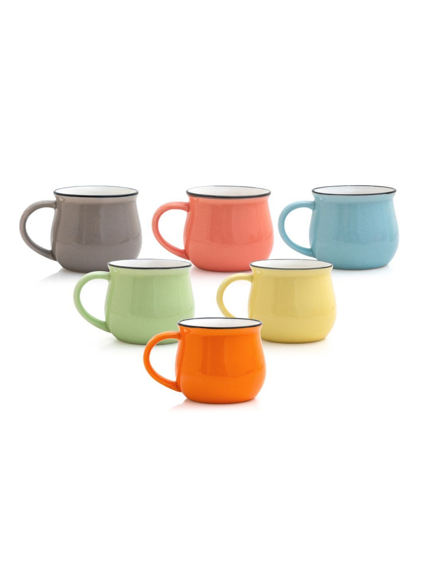 JCPL Multicolor Ceramic Milk & Coffee Mug (0.22L) - Set of 6