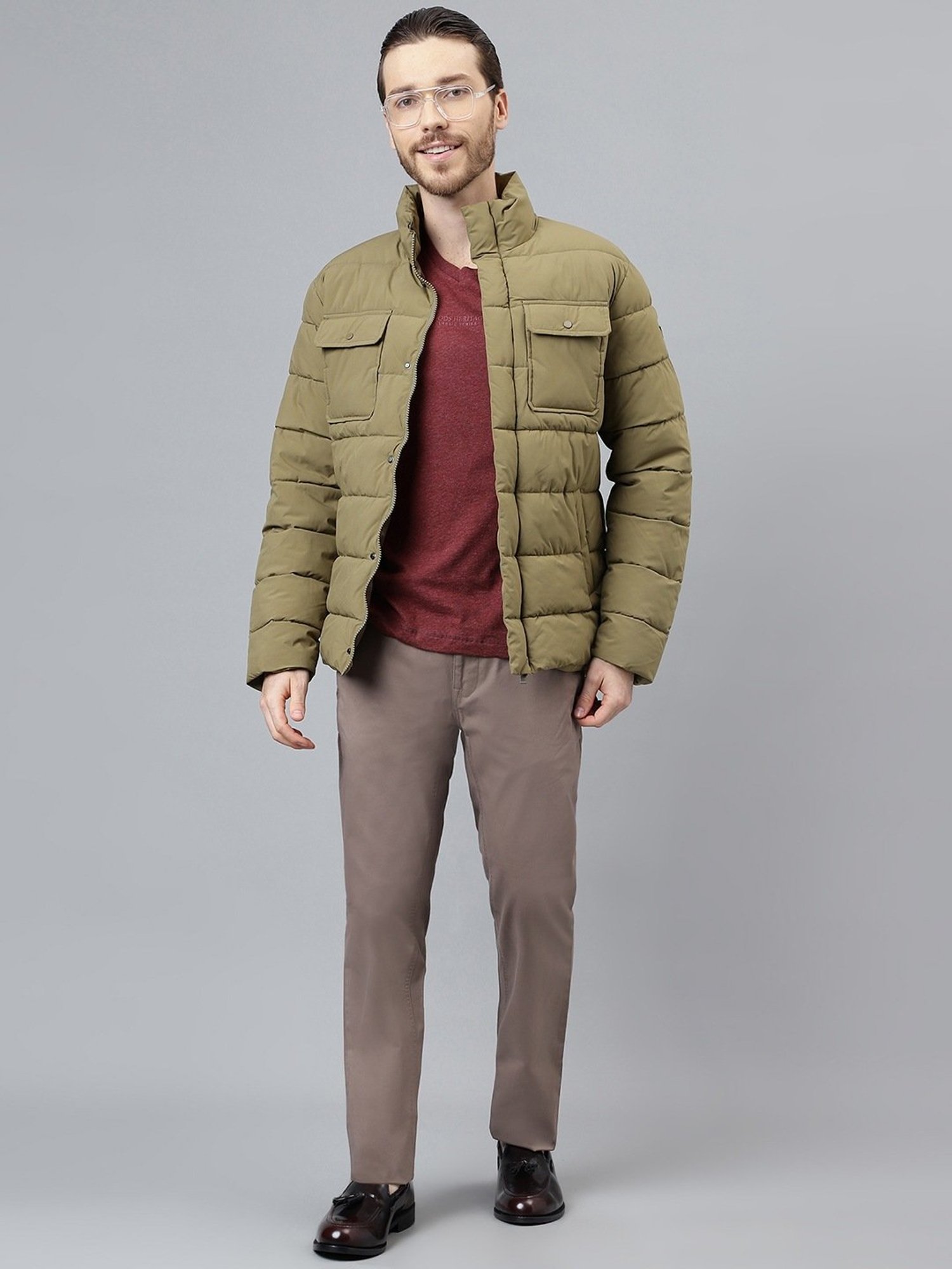Woods Brown Regular Fit Quilted Jacket