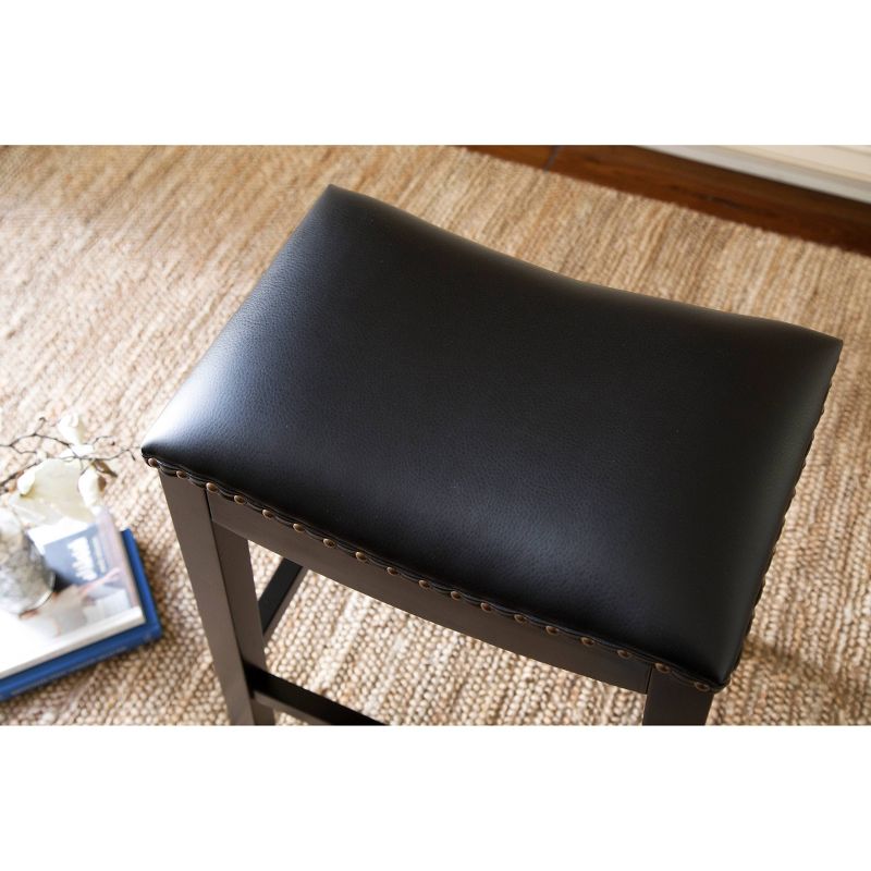 Dakota Bonded Leather Saddle Counter Height Barstool Black - Abbyson Living