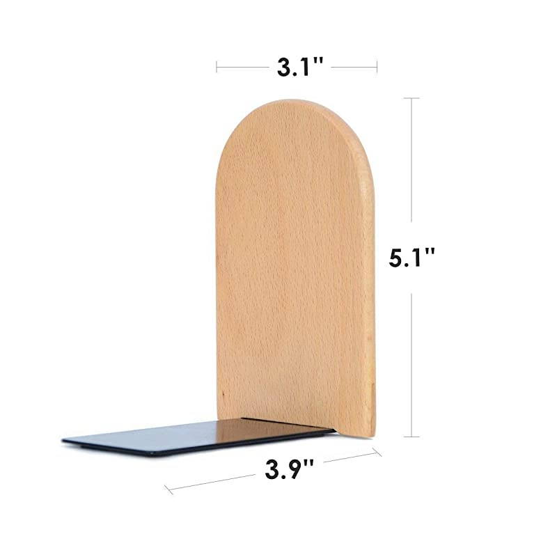 Wooden Bookends,Pack of 1 Pair,Non-Skid,German Beech Office Book Stand (Beech-B)