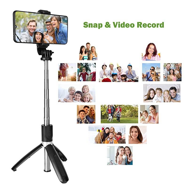 S91 Video Selfie Stick Tripod Extendable Bluetooth Stand with Wireless Remote Shutter for iPhone 1111 ProXS MaxXRX87 SamsungSmartphone GoproCameraMore