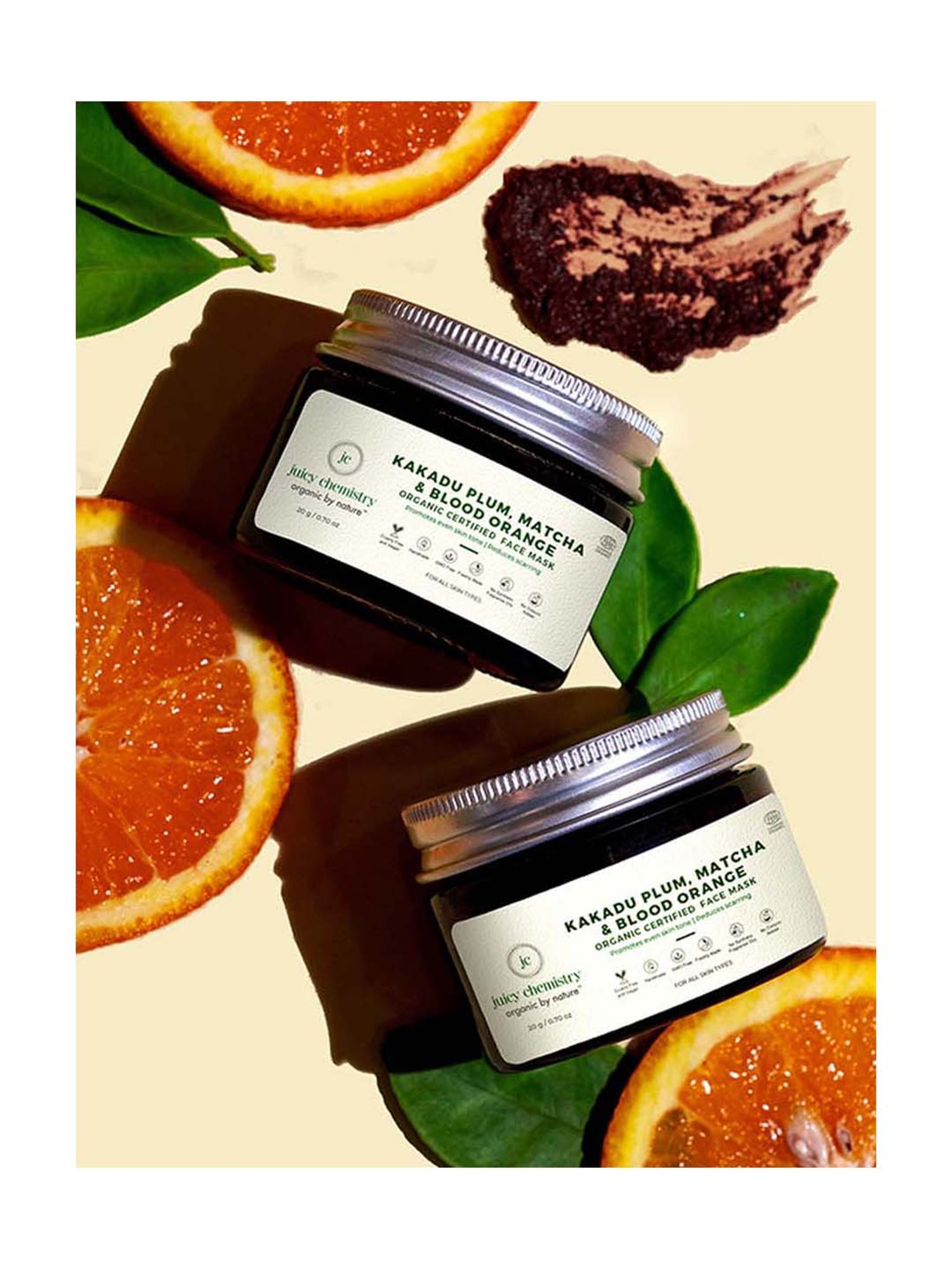 Juicy Chemistry Organic Kakadu Plum Matcha & Blood Orange Face Mask - 20 gm