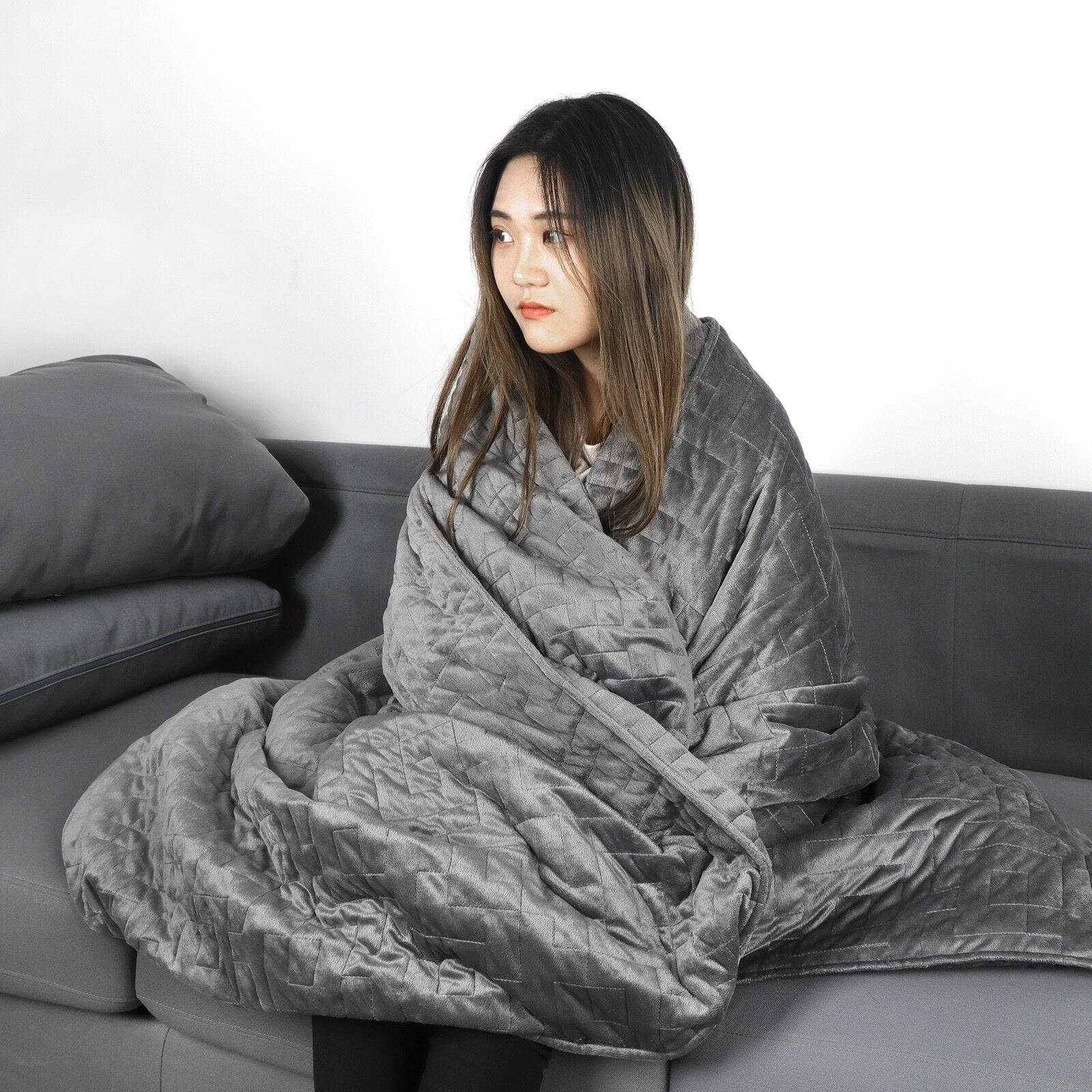 Weighted Blanket Full Sensory Reduce and Sleep Better - 15lbs W/ Cover