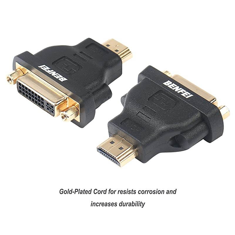 HDMI to DVI Adapter  HDMI to DVID DVI Bidirectional Converter Male to Female with GoldPlated Cord 2 Pack