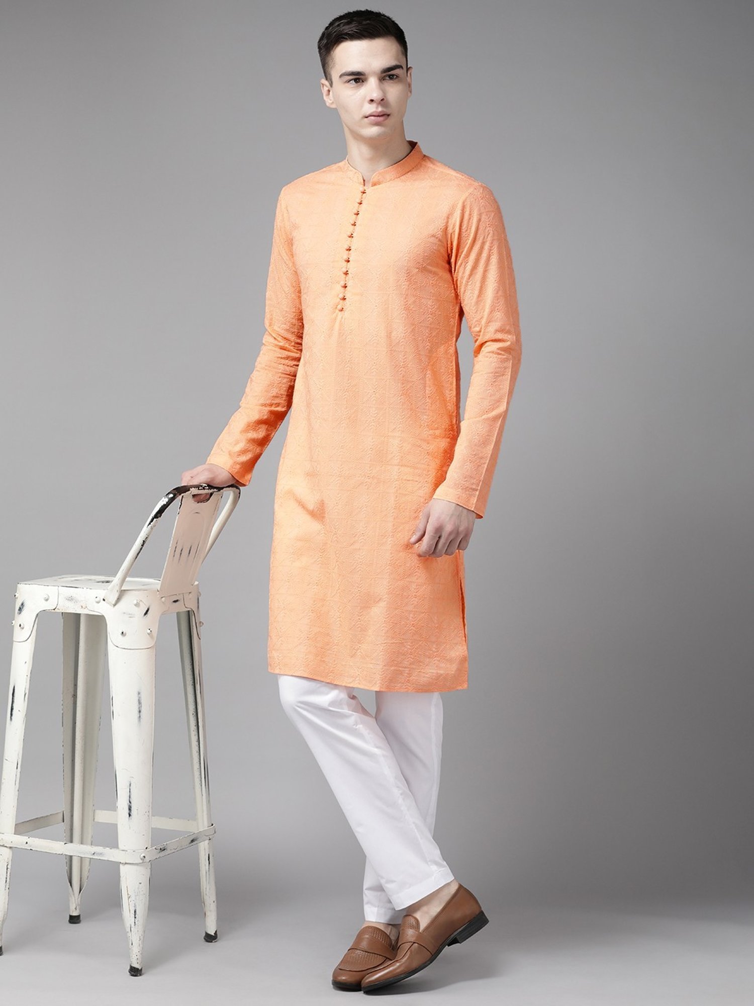 Sanwara White Regular Fit Chikankari Kurta & Churidar Set