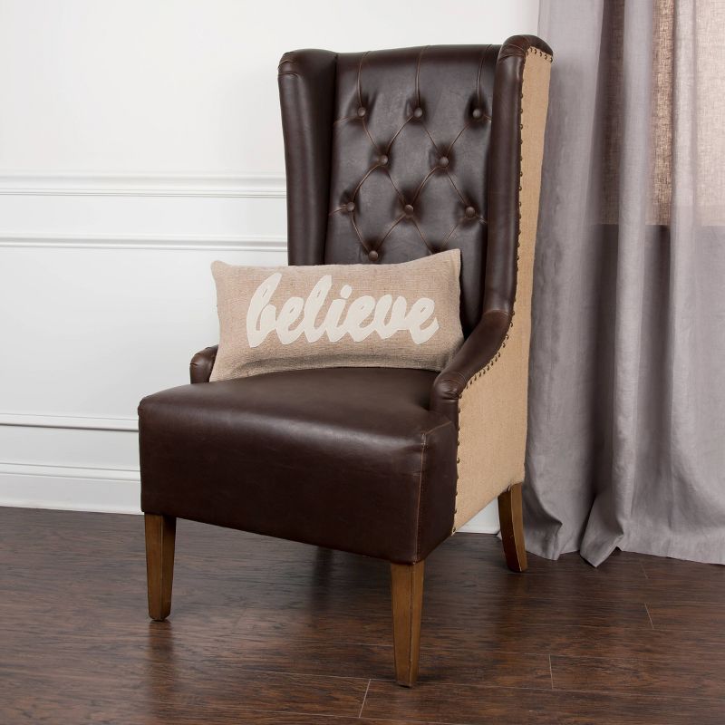 'Believe' Throw Pillow Beige - Rizzy Home