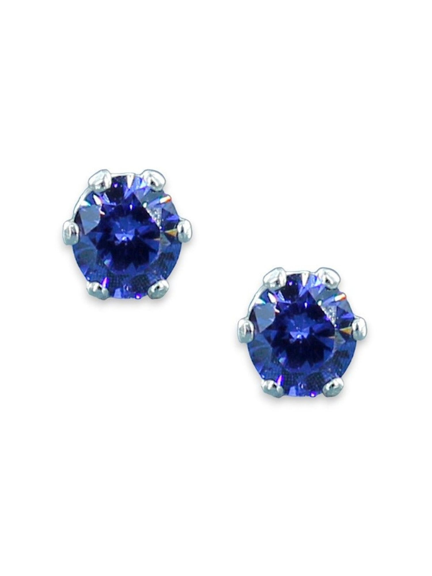 Taraash 92.5 Sterling Silver Blue Solitaire CZ Stud Earrings for Women