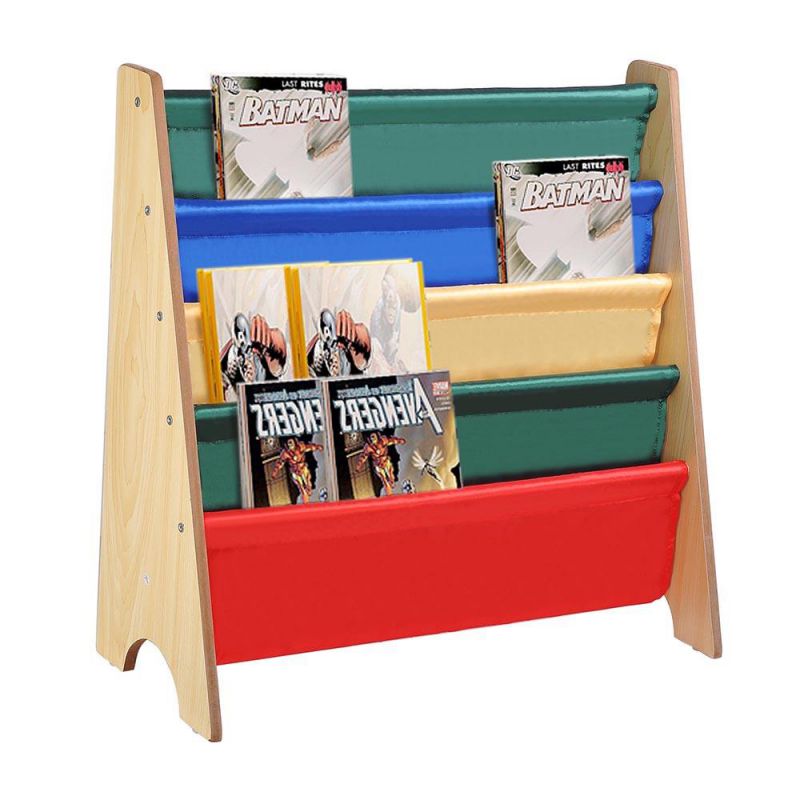 Wood Kids Book Shelf Sling Storage Rack Organizer Bookcase Display Holder White