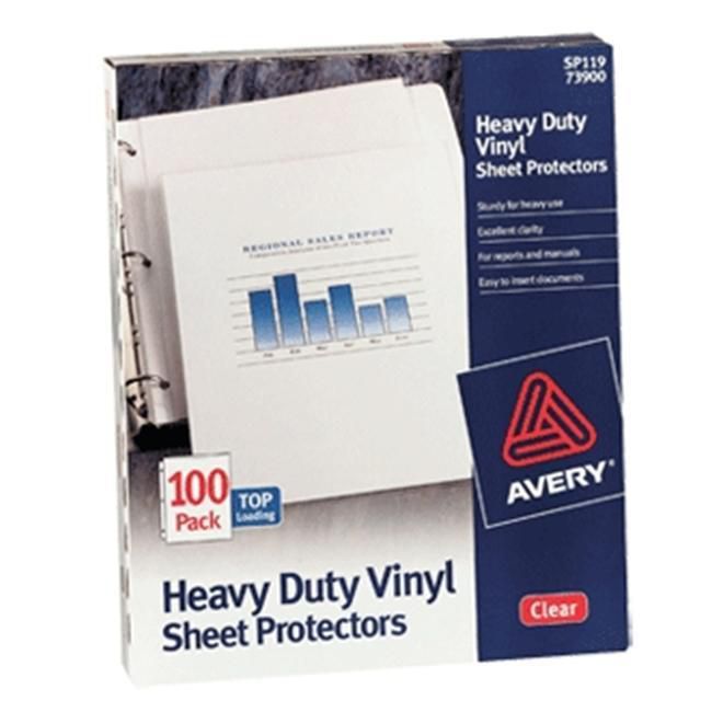 Avery Heavy Duty Vinyl Sheet Protectors Clear 8.5x11 100 Pk Box Heavy 73900