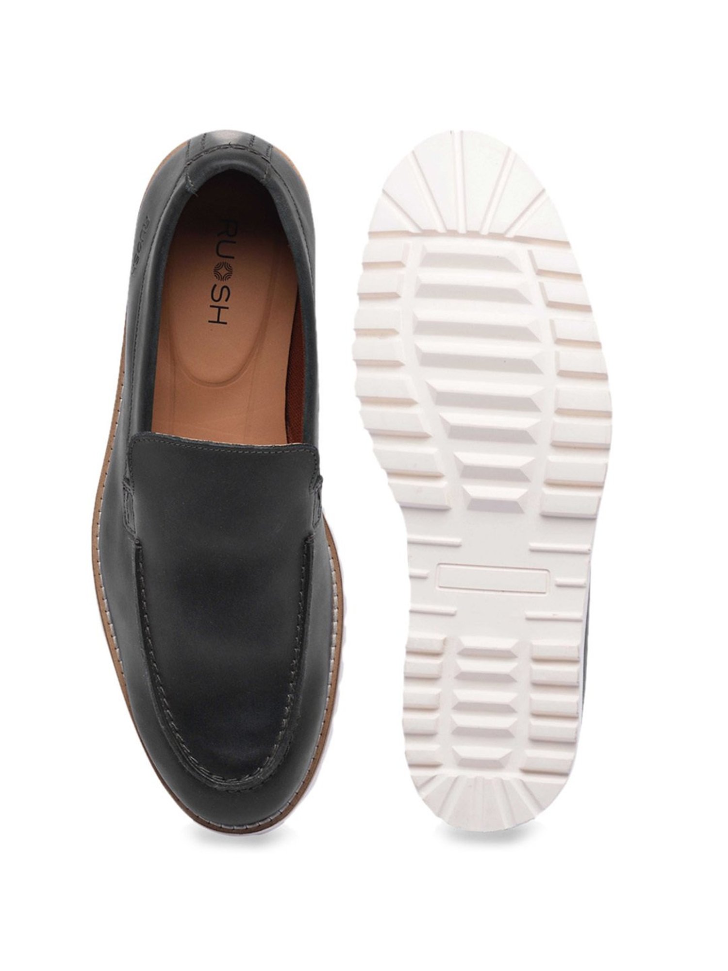 Ruosh Men's Black Casual Loafers