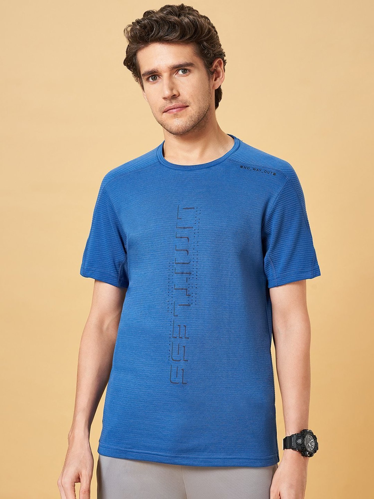 Ajile by Pantaloons Coronet Blue Slim Fit Printed T-Shirt